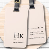Monogram Simple Modern Eleganush Blush Pink Classi Gepäckanhänger