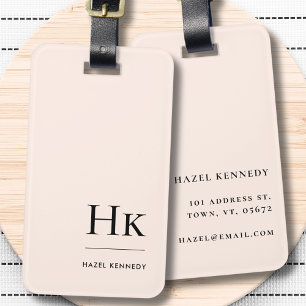 Monogram Simple Modern Eleganush Blush Pink Classi Gepäckanhänger
