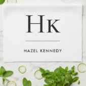 Monogram Simple Modern Eleganwhite Mit Monogramm Geschirrtuch (Gefaltet)