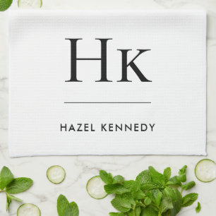 Monogram Simple Modern Eleganwhite Mit Monogramm Geschirrtuch
