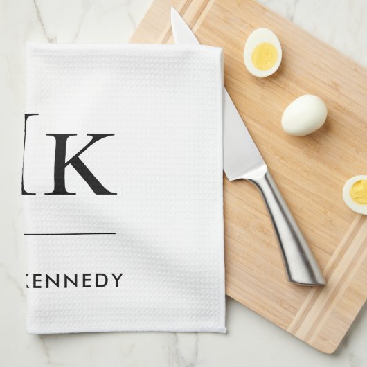 Monogram Simple Modern Eleganwhite Mit Monogramm Geschirrtuch (Viertel Falte)