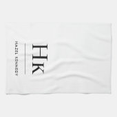 Monogram Simple Modern Eleganwhite Mit Monogramm Geschirrtuch (Horizontal)