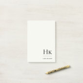 Monogram Simple Modern Ivory White Monogrammed Post-it Klebezettel (Auf Schreibtisch)