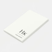 Monogram Simple Modern Ivory White Monogrammed Post-it Klebezettel (angewinkelt)