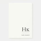 Monogram Simple Modern Ivory White Monogrammed Post-it Klebezettel (Vorderseite)