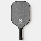 Monogram Simple Modern Lt Gray Denim Print Pickleball Schläger (Vorderseite)
