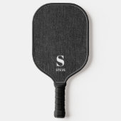 Monogram Simple Modern Lt Gray Denim Print Pickleball Schläger (Rückseite)