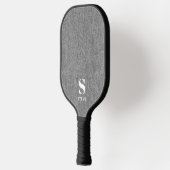 Monogram Simple Modern Lt Gray Denim Print Pickleball Schläger (Links)