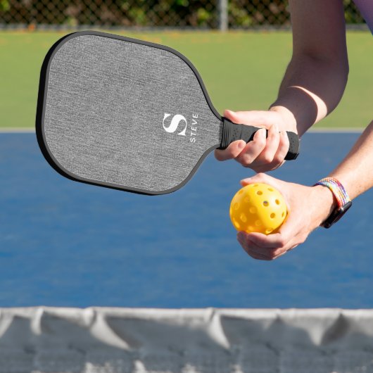 Monogram Simple Modern Lt Gray Denim Print Pickleball Schläger (InSitu)