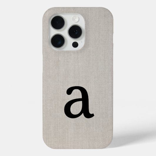 Monogram Simple Modern Minimal Linen Look Initial Case-Mate iPhone Hülle (Rückseite)