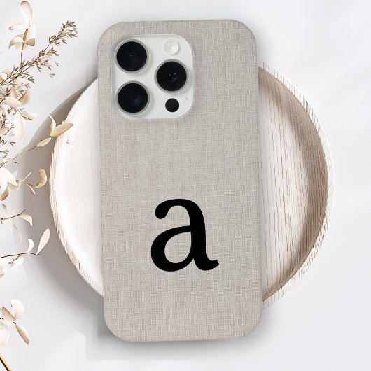 Monogram Simple Modern Minimal Linen Look Initial Case-Mate iPhone Hülle