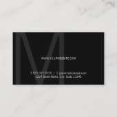 Monogram Simple Modern Minimalistisch Black Visitenkarte (Rückseite)