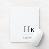 Monogram Simple Modern Minimalistisch White Initia Mousepad (Mit Mouse)