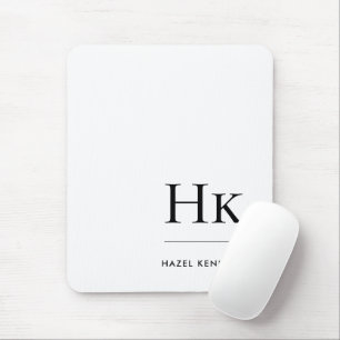 Monogram Simple Modern Minimalistisch White Initia Mousepad