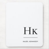 Monogram Simple Modern Minimalistisch White Initia Mousepad (Vorne)