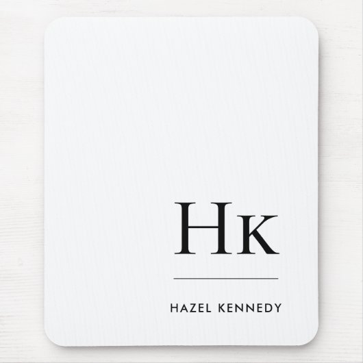Monogram Simple Modern Minimalistisch White Initia Mousepad (Vorne)
