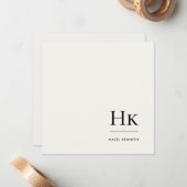 Monogram Simple Modern Monogrammed Ivory Notecard Mitteilungskarte (Vorderseite/Rückseite Beispiel)