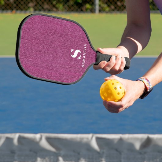 Monogram Simple Modern Orchid Denim Print Pickleball Schläger (InSitu)
