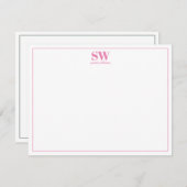 Monogram Simple Modern Personalisiert Stationery Mitteilungskarte (Vorne/Hinten)