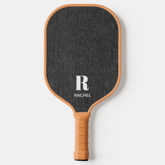 Monogram Simple Modern Ruby Red Denim Print Pickleball Schläger (Rückseite)