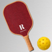 Monogram Simple Modern Ruby Red Denim Print Pickleball Schläger