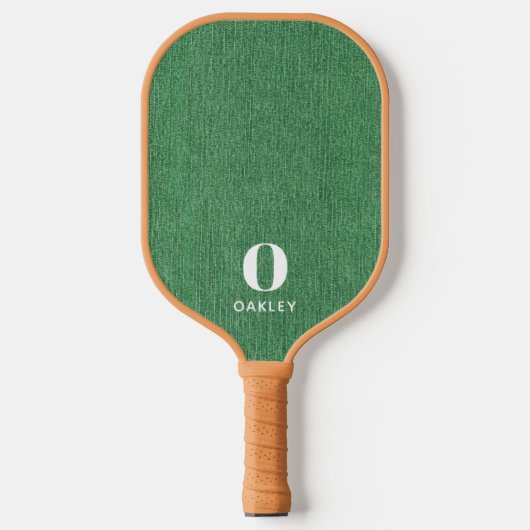 Monogram Simple Modern Spring Green Denim Print Pickleball Schläger (Vorderseite)