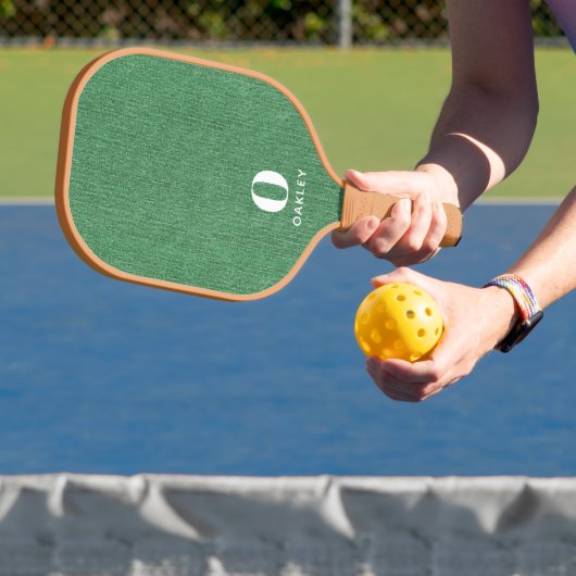 Monogram Simple Modern Spring Green Denim Print Pickleball Schläger (InSitu)