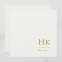 Monogram Simple Monogrammed Ivory Gold Notecard Mitteilungskarte