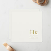 Monogram Simple Monogrammed Ivory Gold Notecard Mitteilungskarte (Vorderseite/Rückseite Beispiel)