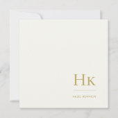Monogram Simple Monogrammed Ivory Gold Notecard Mitteilungskarte (Vorderseite)