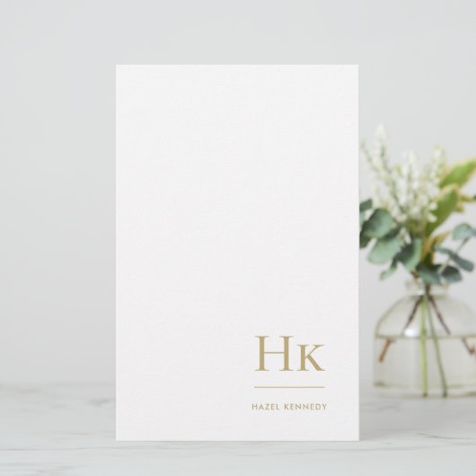 Monogram Simple Navy Blue Gold Personalisiert Briefpapier (Stehend Vorderseite)