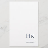 Monogram Simple Navy Blue Personalisiert Briefpapier (Vorderseite)