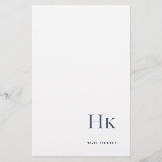Monogram Simple Navy Blue Personalisiert Briefpapier (Vorderseite)