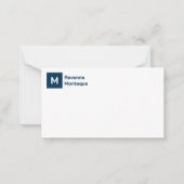 Monogram Simple Prussian Blue Personalized Script Mitteilungskarte (Vorderseite)