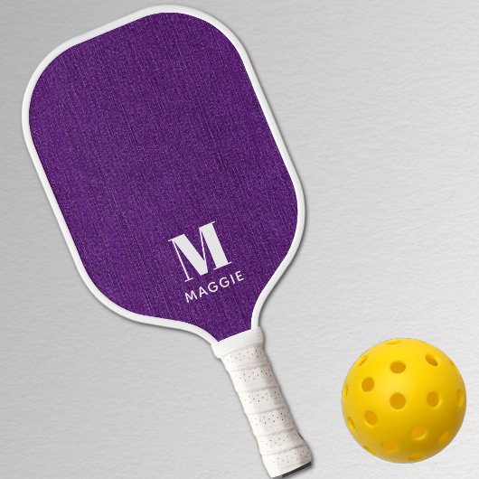 Monogram Simple Royal Lila Denim Print Pickleball Schläger