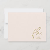 Monogram Simple Script Chic Blush Social Notecard Mitteilungskarte (Vorderseite)