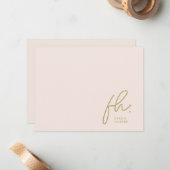 Monogram Simple Script Chic Blush Social Notecard Mitteilungskarte (Vorderseite/Rückseite Beispiel)