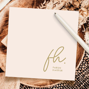 Monogram Simple Script Chic Blush Social Notecard Mitteilungskarte