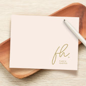 Monogram Simple Script Chic Blush Social Notecard Mitteilungskarte