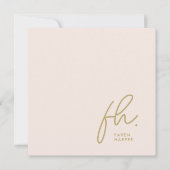 Monogram Simple Script Chic Blush Social Notecard Mitteilungskarte (Vorderseite)