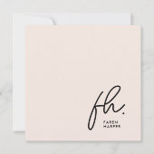 Monogram Simple Script Chic Blush Social Notecard Mitteilungskarte (Vorderseite)
