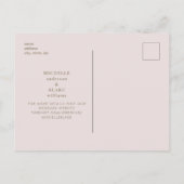 Monogram Simple Sleek Blush Save the Date Postkarte (Rückseite)