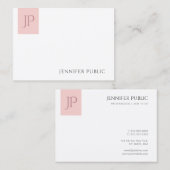 Monogram Simple Template Blush Pink White Elegant Visitenkarte (Vorne/Hinten)