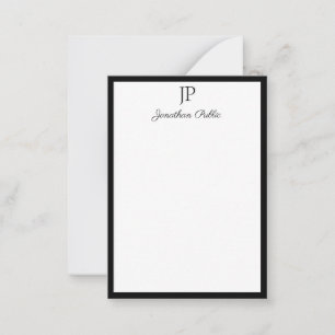 Monogram Simple Template Handwriting Script Mitteilungskarte