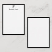 Monogram Simple Template Handwriting Script Mitteilungskarte (Vorne/Hinten)