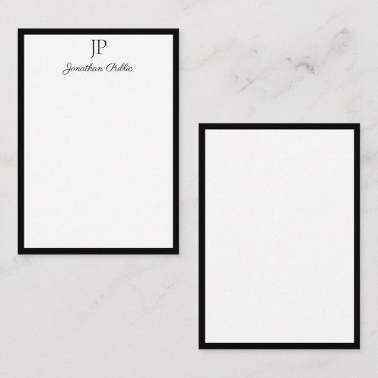 Monogram Simple Template Handwriting Script Mitteilungskarte (Vorne/Hinten)