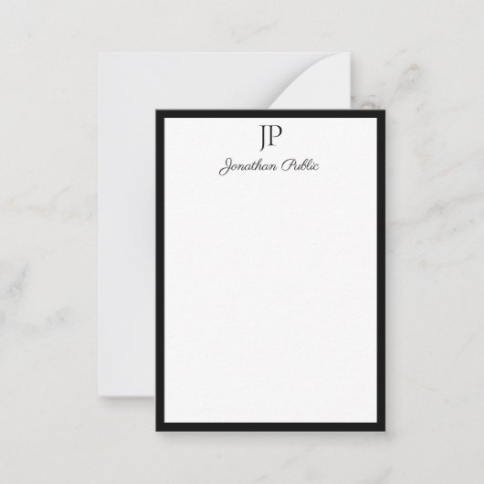 Monogram Simple Template Handwriting Script Mitteilungskarte (Vorderseite)