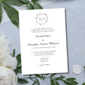 Monogram Simple Traditional Elegant Wedding Einladung