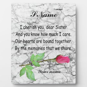 MONOGRAM SISTER QUOTE FOTOPLATTE