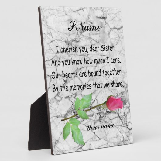 MONOGRAM SISTER QUOTE FOTOPLATTE (Seite)